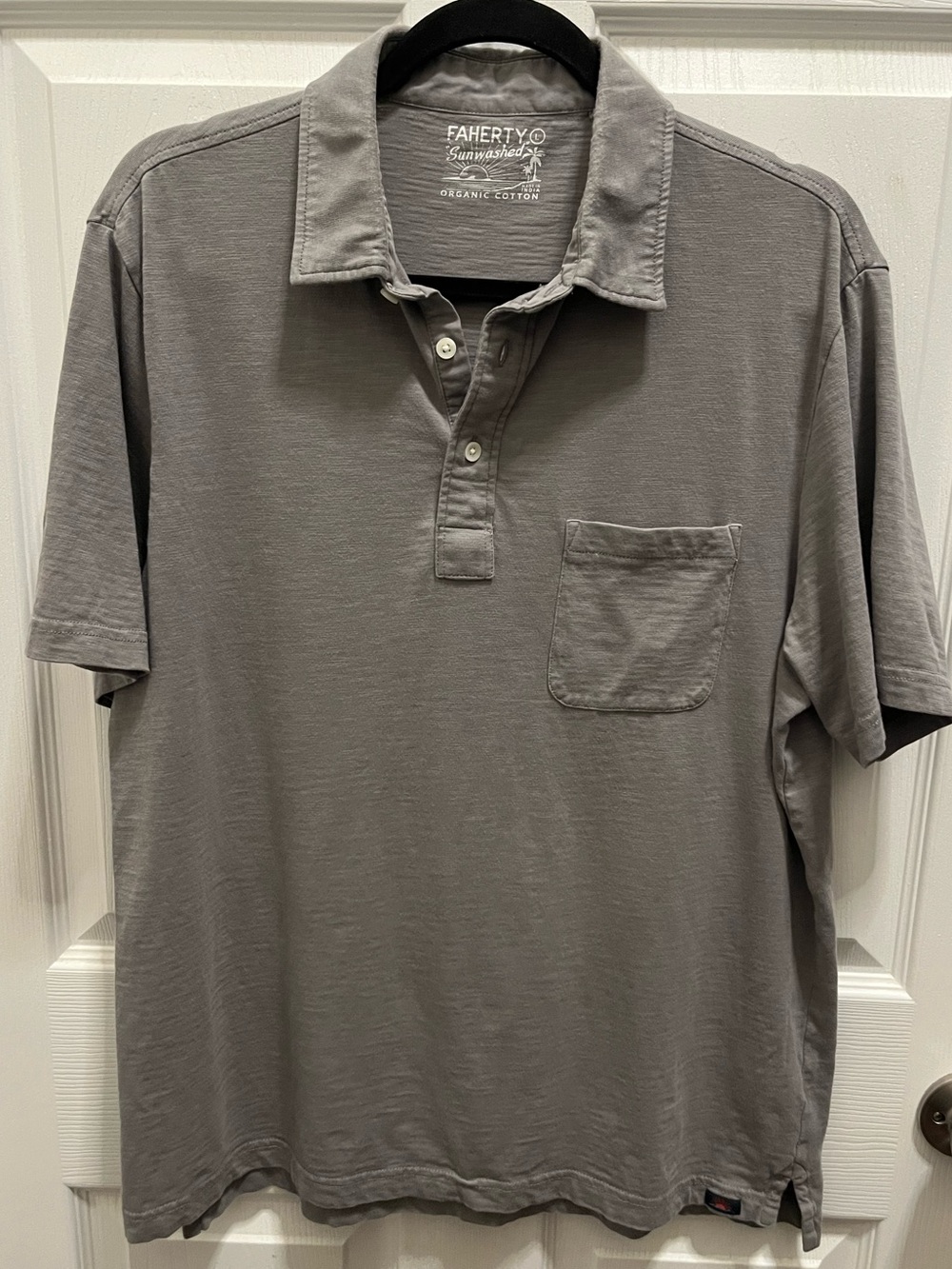 Faherty Men’s Sunwashed Short Sleeve Polo Shirt - Gray